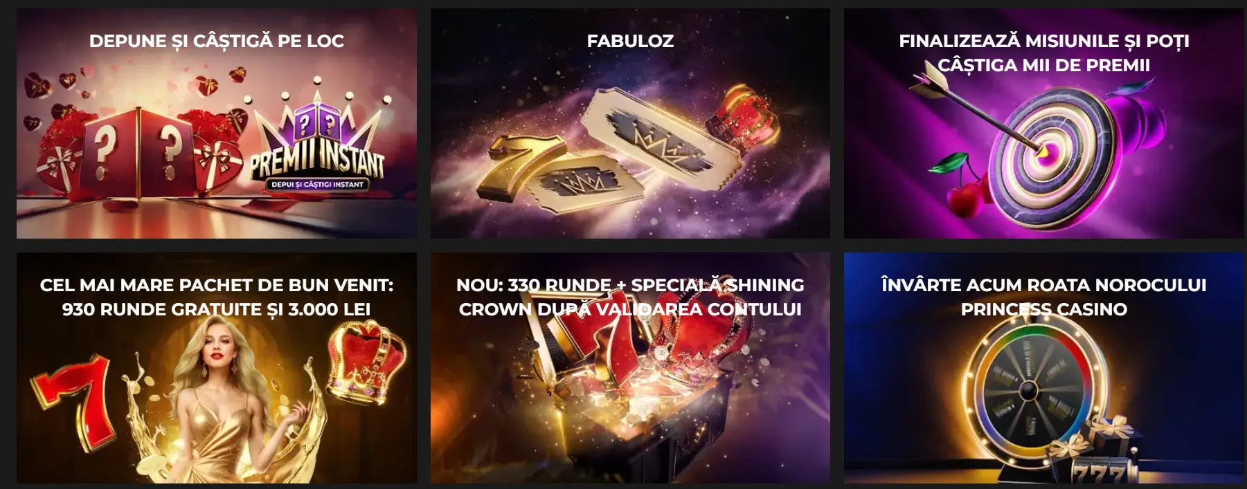 Promoții Princess Casino cu bonusuri și rotiri gratuite